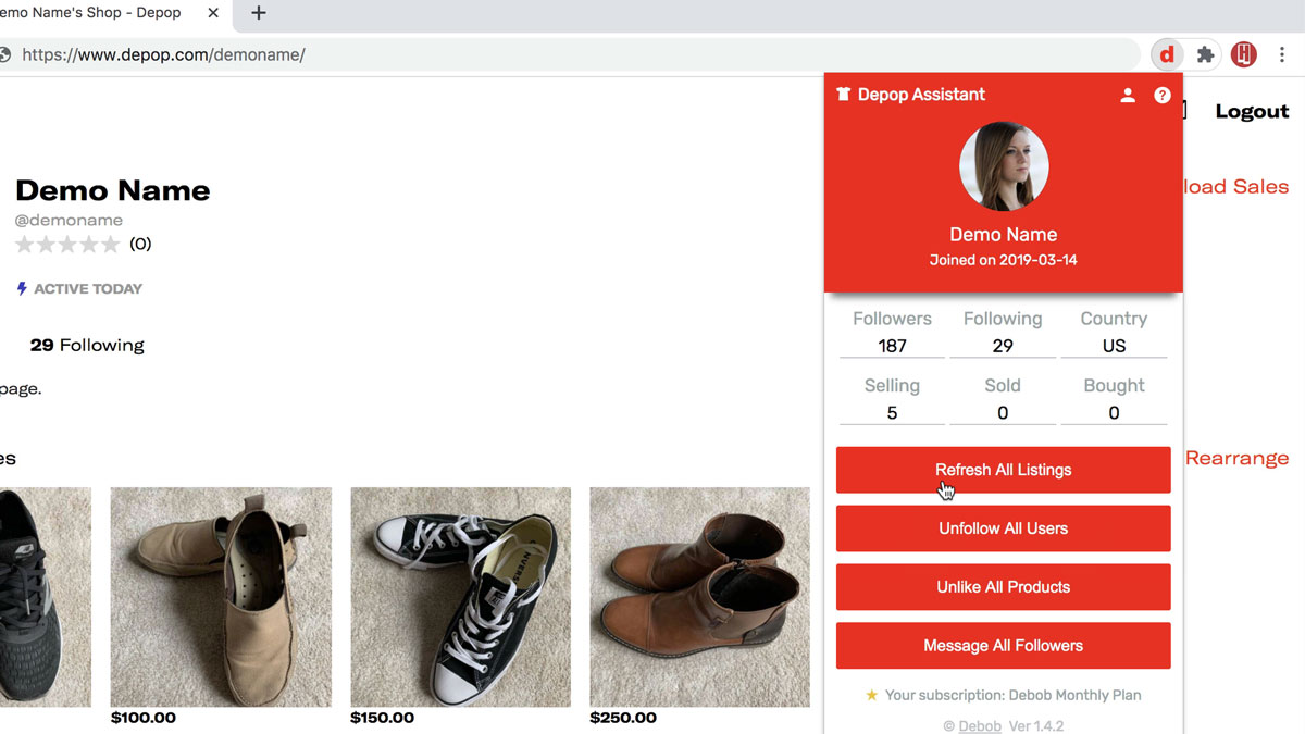Depop Chrome Extension