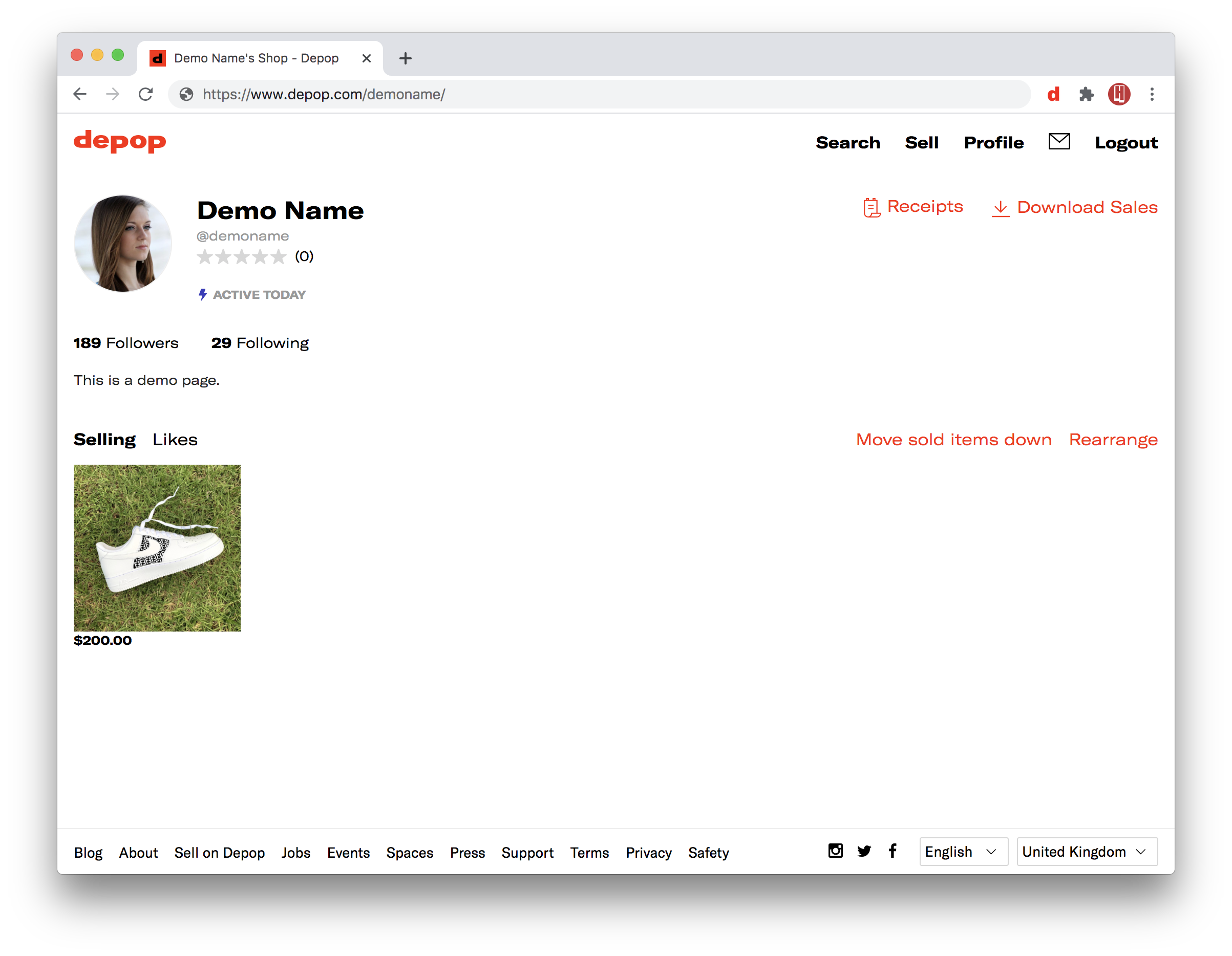 Head to your Depop profile page
